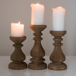 Set of 3 wood color candle holders By ...